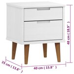 vidaXL Table de chevet MOLDE Blanc 40x35x48 cm Bois de pin massif