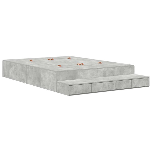 vidaXL Cadre de lit de rangement Gris béton 140x190 cm