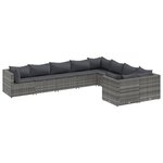 vidaXL Salon de jardin 9 Pièces avec coussins gris résine tressée