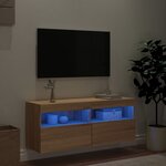 vidaXL Meuble TV mural avec lumières LED chêne sonoma 100x30x40 cm