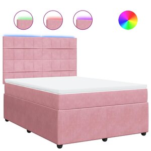 vidaXL Sommier à lattes de lit avec matelas Rose 140x190 cm Velours