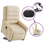 vidaXL Fauteuil inclinable électrique crème tissu