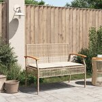 vidaXL Banc de jardin avec coussin beige résine tressée et acacia