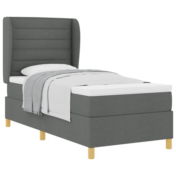vidaXL Lit à ressorts avec matelas gris foncé 90x190 cm Gris foncé