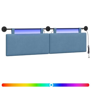 vidaXL Tête de lit suspendue Bleu Tissu en velours côtelé