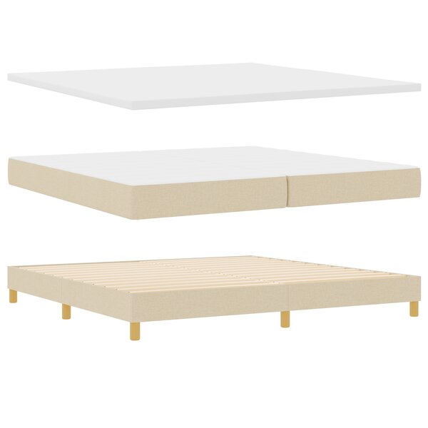 vidaXL Lit à sommier box avec matelas crème  200 x 200 cm en tissu