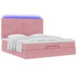 vidaXL Cadre de lit ottoman avec matelas rose 180x200 cm velours