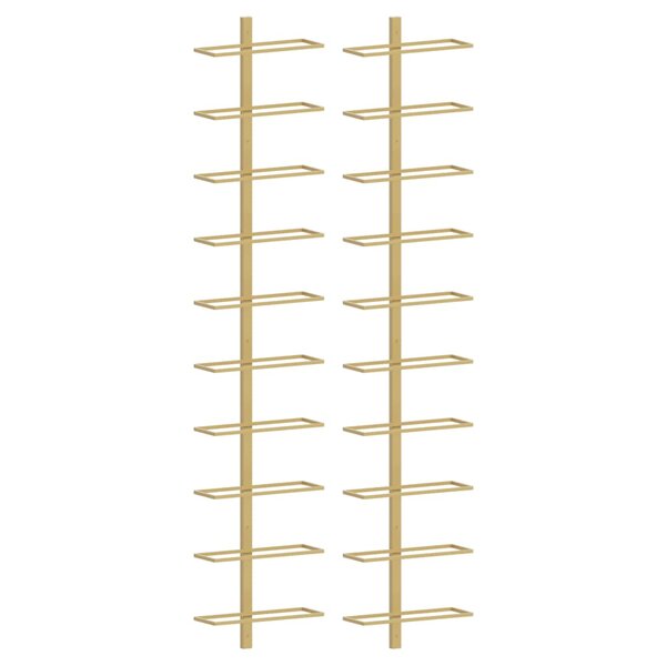 vidaXL Casier à vin mural pour 10 bouteilles 2 Pièces Doré Métal