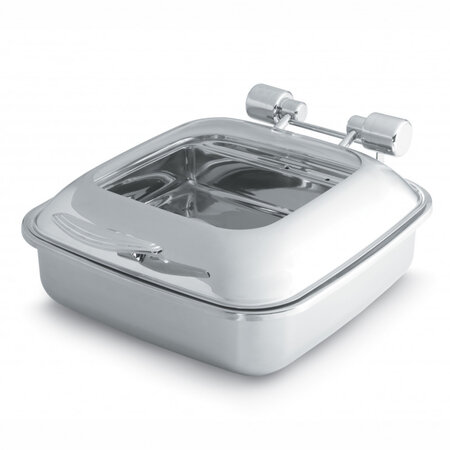 Chafing dish inox carré avec couvercle en verre 5 8 l - pujadas -  - acier inoxydable5 8