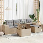 vidaXL Salon de jardin avec coussins 6 Pièces beige résine tressée