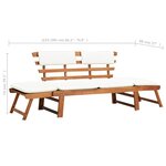 vidaXL Banc de jardin avec coussins 2-en-1 190 cm Bois solide d'acacia