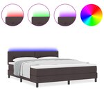 vidaXL lit box spring avec matelas et LED marron foncé 180x200 cm en tissu