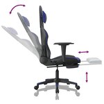vidaXL Chaise de jeu de massage et repose-pied Noir et bleu Similicuir