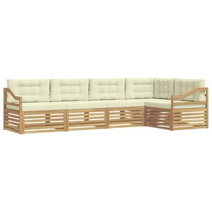 vidaXL Ensemble de canapés d'extérieur 5 Pièces Blanc et crème Polyester
