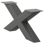 vidaXL Pieds de table basse en forme de X  2 pièces  anthracite  70 x (30-31) cm  acier