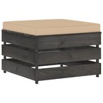 vidaXL Salon de jardin 8 Pièces avec coussins gris bois imprégné