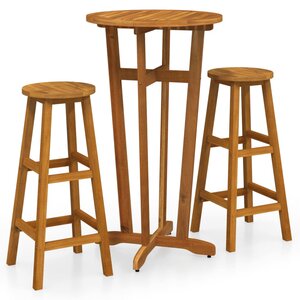vidaXL Ensemble de bar 3 Pièces Bois d'acacia solide
