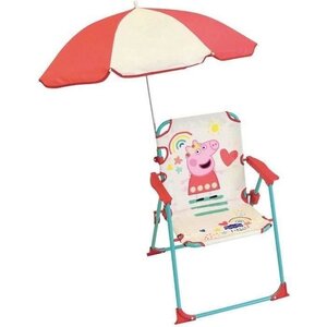 Chaise pliante camping avec parasol Peppa Pig H.38.5 xl.38.5 x P.37.5 cm + parasol Ø 65 cm