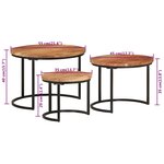 vidaXL Tables gigognes 3 Pièces bois massif d'acacia