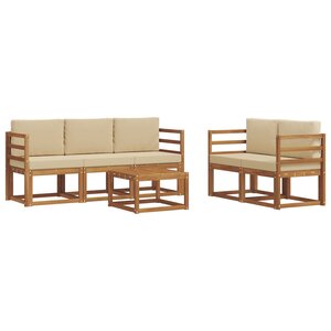 vidaXL Ensemble de canapés d'extérieur 6 pc Naturel et Beige