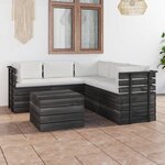 vidaXL Salon palette de jardin 6 Pièces avec coussins Bois de pin massif