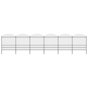 vidaXL Clôture de jardin à dessus en lance Acier (1 75-2)x10 2 m Noir