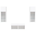 vidaXL Meuble TV muraux 4 Pièces avec lumières LED blanc