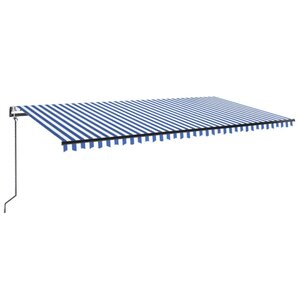 vidaXL Auvent automatique capteur de vent/LED 600x300 cm Bleu et blanc