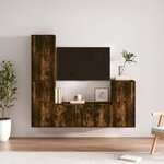 vidaXL Ensemble de meubles TV 4 Pièces Chêne fumé Bois d'ingénierie