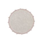 Tapis coton rond lavable Bubbly Nude à pompons Ø 120 cm