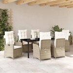 vidaXL Ensemble de salle à manger pour jardin 7 Pièces Beige polyrotin