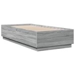 vidaXL Cadre de lit avec LED sans matelas sonoma gris 100x200 cm