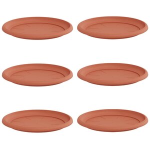 vidaXL Plateau à fleurs rond 6 pc Rouge brique Ø 27 x 2 5 cm Plastique