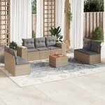 vidaXL Salon de jardin avec coussins 8 Pièces beige résine tressée