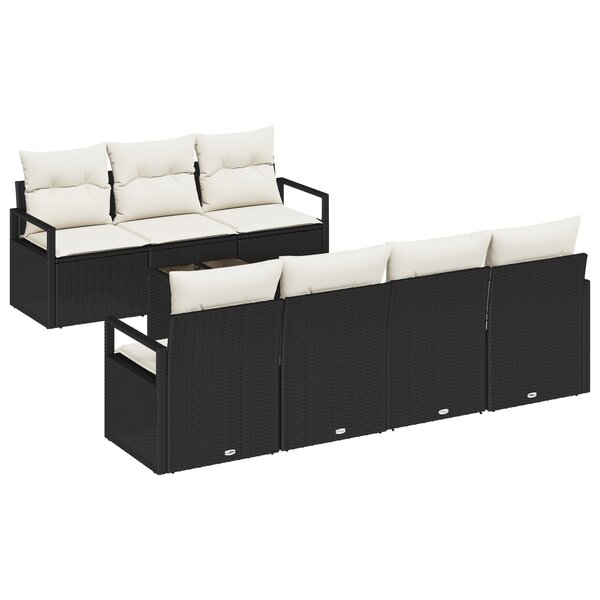 vidaXL Ensemble de canapé de jardin 8 pièces  coussins en rotin poly noir.
