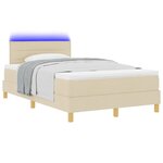 vidaXL Lit à ressort LED avec bandes LED Crème 120 x 200 cm tissu
