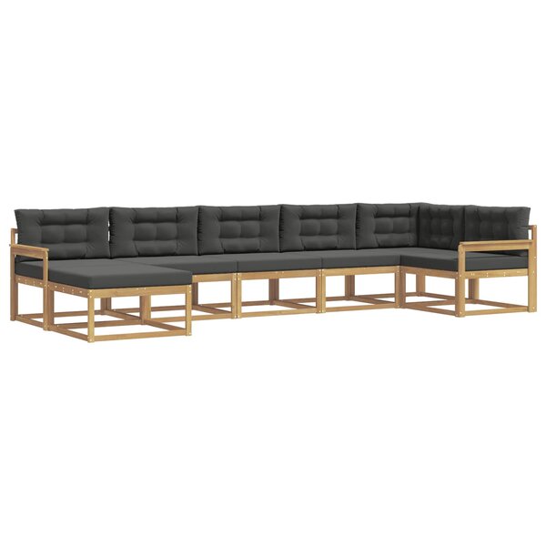 vidaXL Ensemble de canapés d'extérieur 7 pc Blanc et anthracite