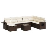 vidaXL Salon de jardin avec coussins 9 Pièces marron résine tressée