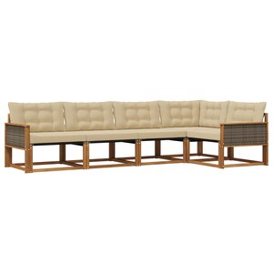 vidaXL Ensemble de canapés d'extérieur 5 pc Naturel et Beige