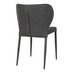 Chaise de salle à manger en cuir synthétique gris foncé avec pieds noirs