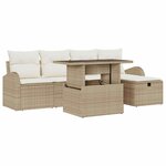 vidaXL Ensemble de canapé de jardin 6 Pièces Beige Poly rotin