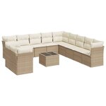 vidaXL Salon de jardin avec coussins 12 Pièces beige résine tressée