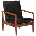vidaXL Fauteuil noir cuir véritable et bois d'acacia solide