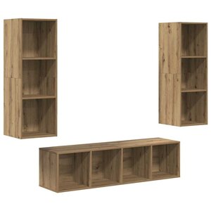 vidaXL Ensemble meuble TV 3 Pièces Chêne artisanal Bois d'ingénierie