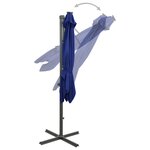 vidaXL Parasol déporté avec mât et lumières LED Bleu azur 300 cm