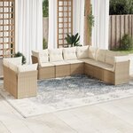 vidaXL Salon de jardin avec coussins 9 Pièces beige résine tressée