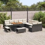 vidaXL Ensemble de canapé de jardin 13 Pièces Noir Poly rotin