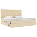 vidaXL Lit avec rangement et matelas Crème 200 x 200 cm Polyester