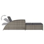 vidaXL Chaise longue avec coussin gris foncé Résine tressée Gris
