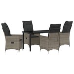 vidaXL Ensemble de salle à manger de jardin de 5 pièces avec coussins en poly rotin gris
